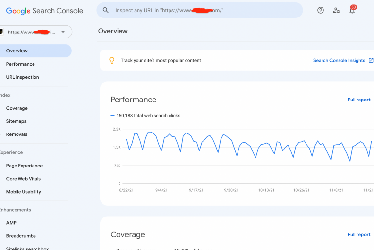 Tampilan Google Search Console 2021