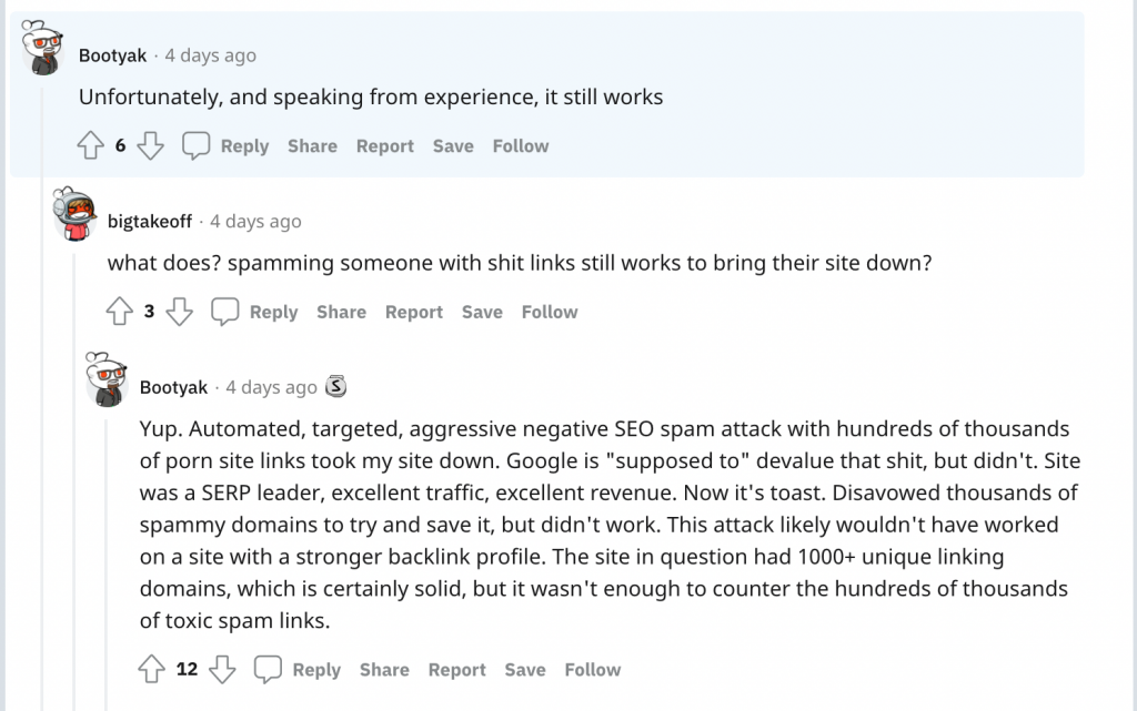 Tanggapan user tentang negative SEO 1