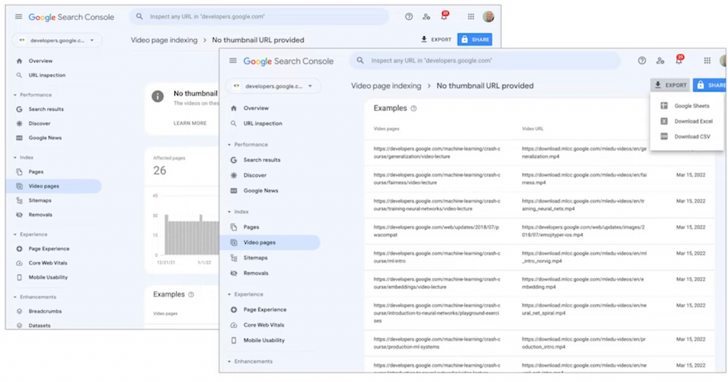 New report untuk indeks video di google search console