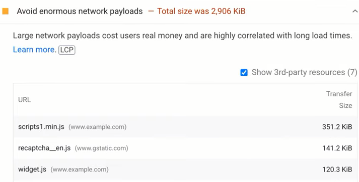 avoid enormous network payloads
