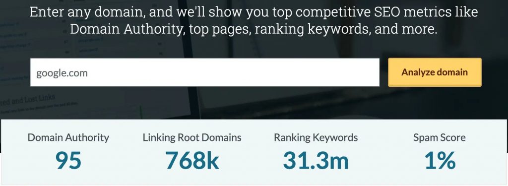 Moz domain authority