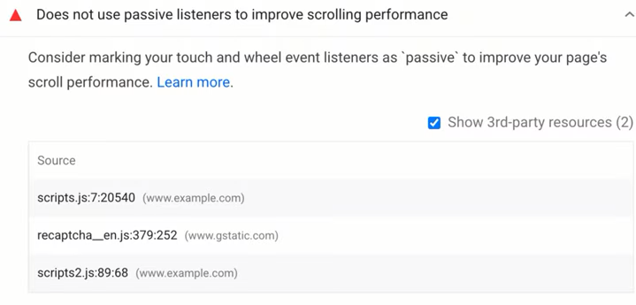 jangan gunakan passive listeners