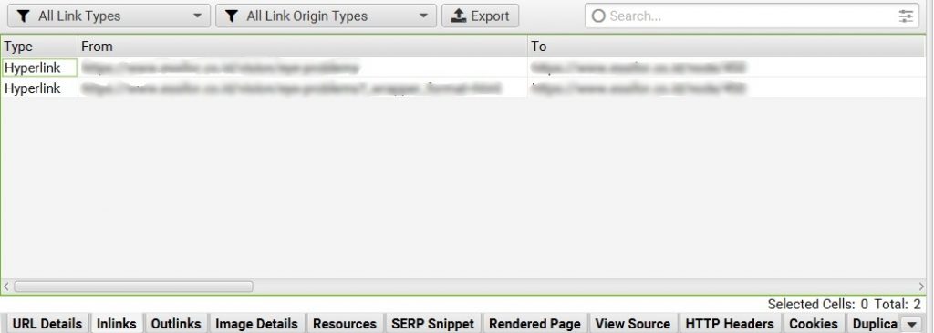 screaming frog inlinks report