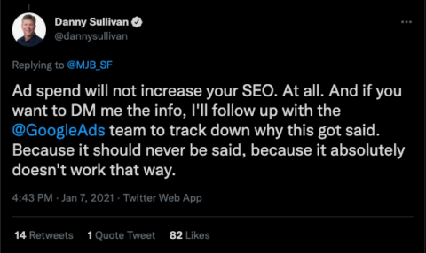 Google ads tweet Danny Sullivan