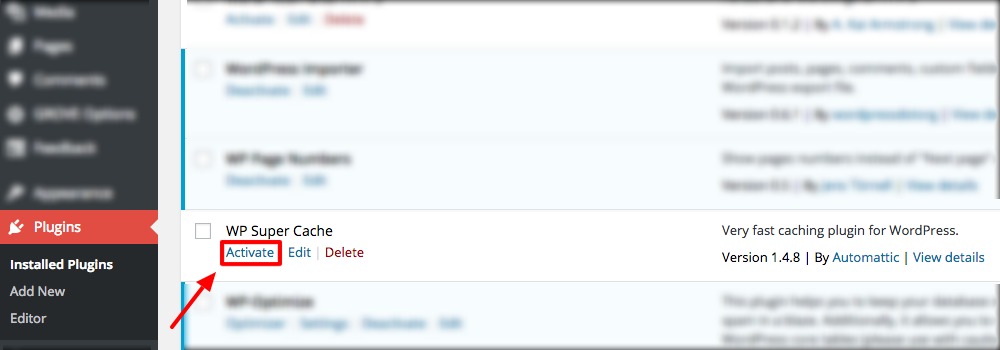 aktivasi WP Super Cache