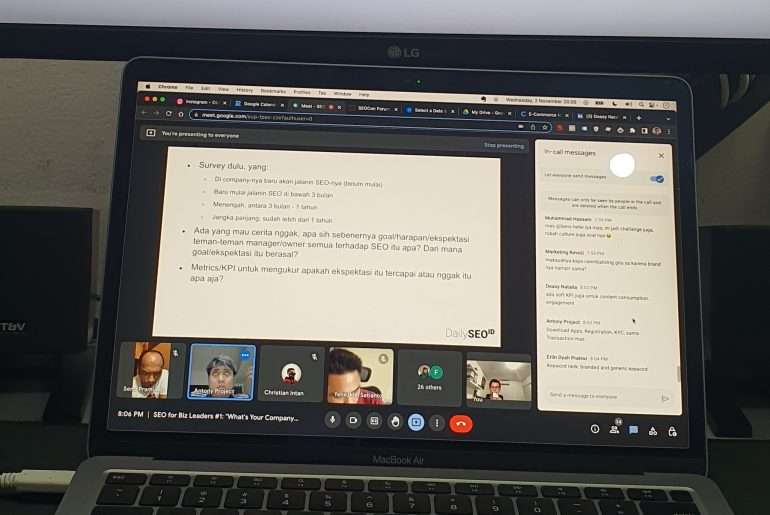 Cuplikan Layar Ngobrol Santai DailySEO ID