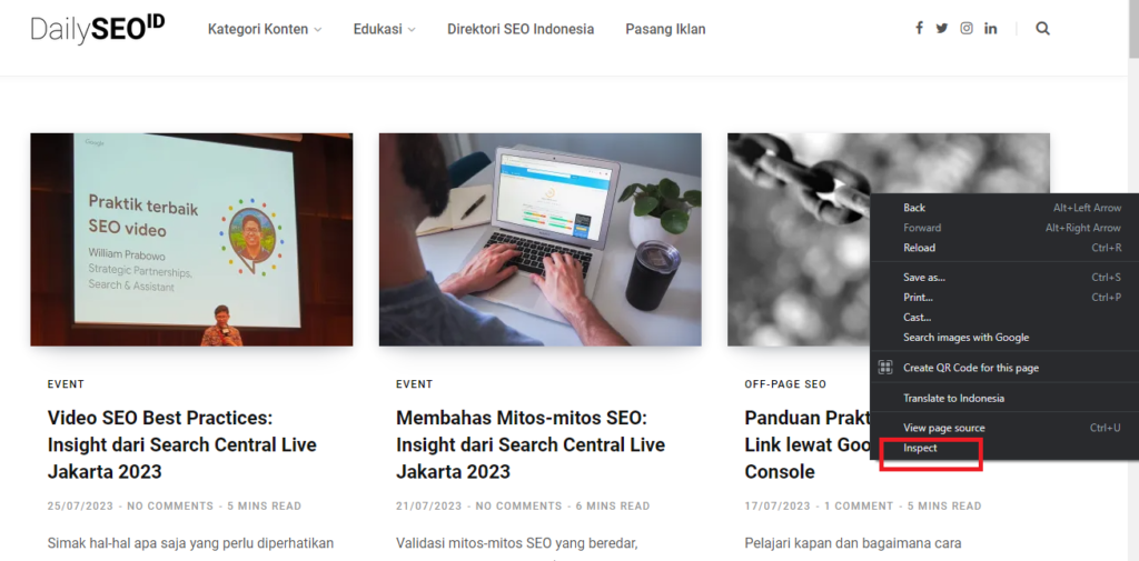 cek core web vitals di lighthouse
