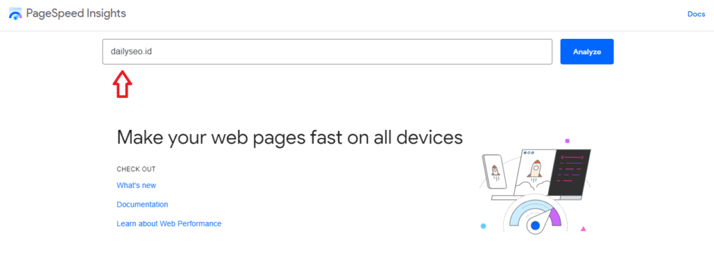 cek core web vitals di pagespeed insights