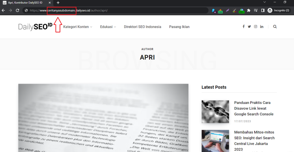 contoh subdomain