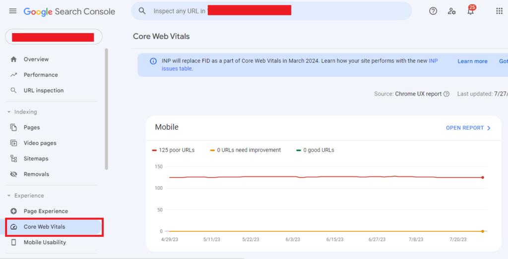 core web vitals di google search console
