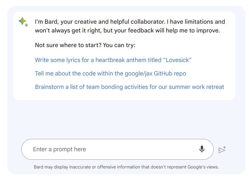 tampilan chat bard google