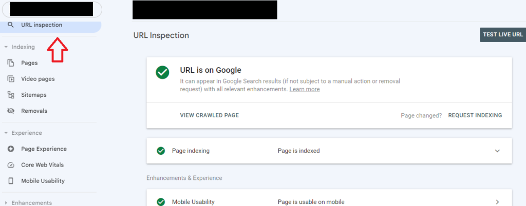 url inspection gsc