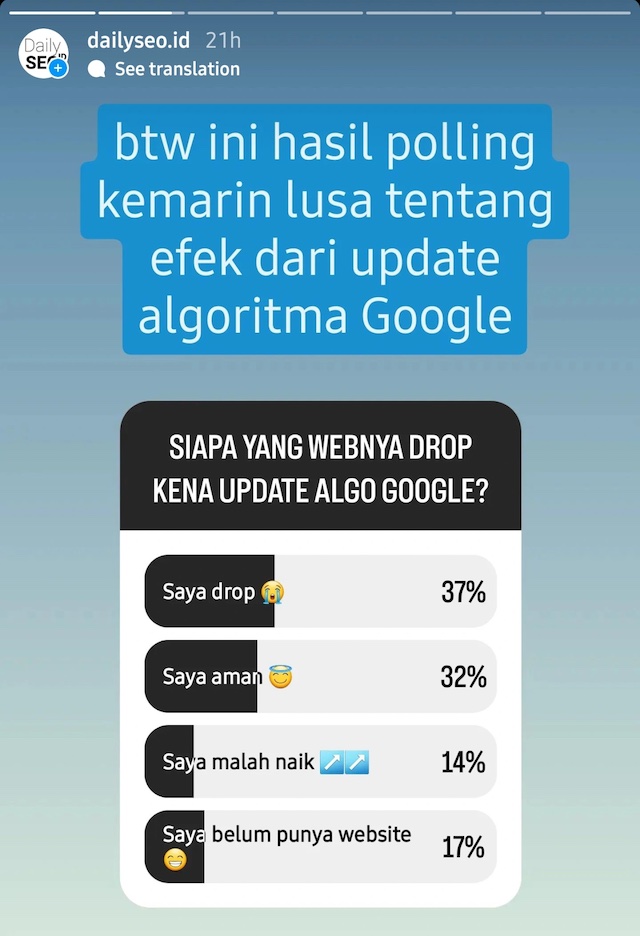 hasil polling update algoritma Google