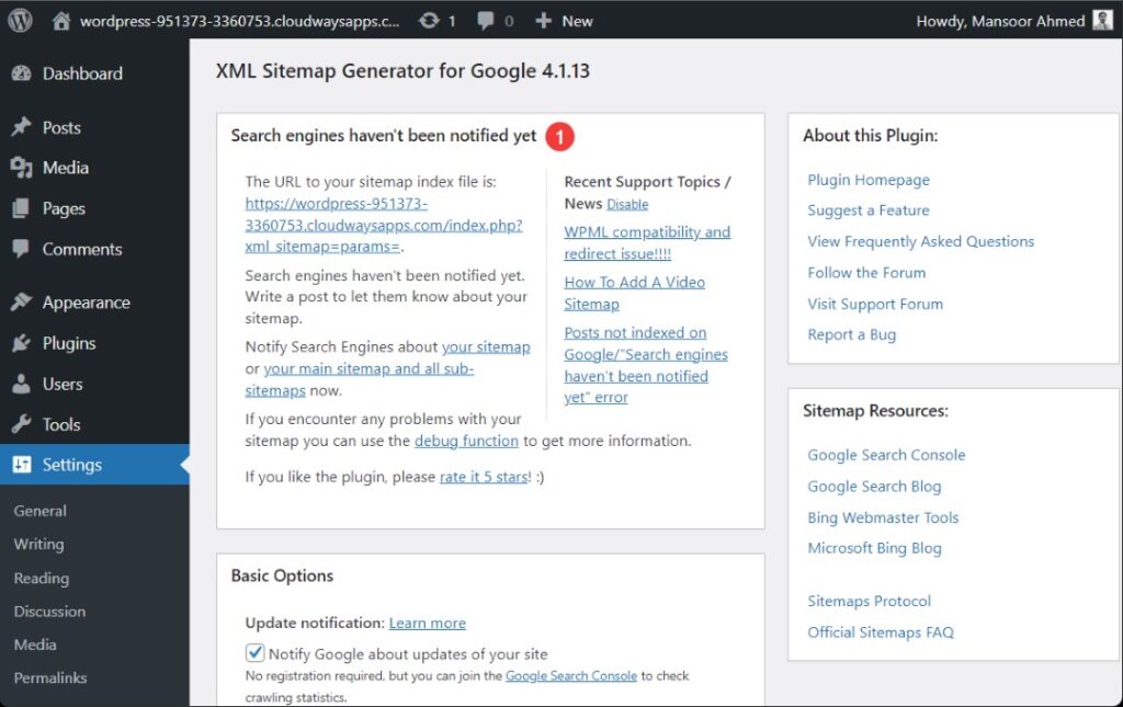 google xml sitemaps notif