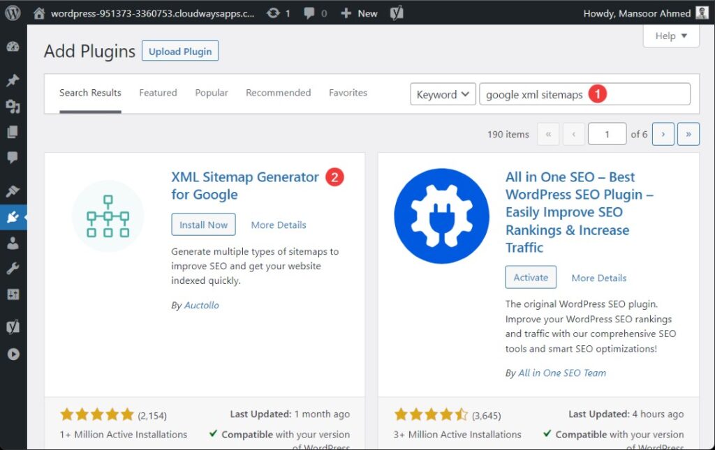 instal dan aktivasi plugin xml sitemap