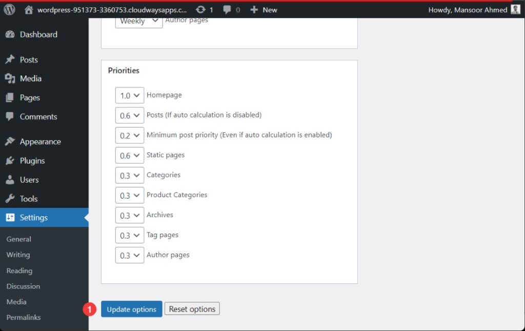 update options