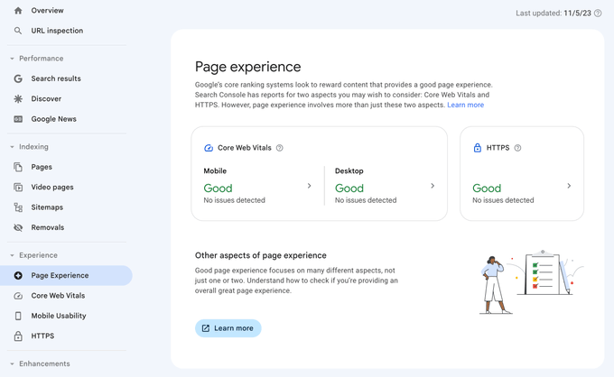 tampilan page experience yang baru