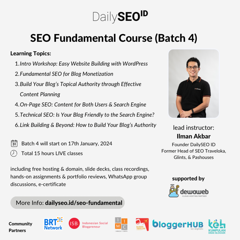 Banner SEO Fundamental Course Batch 4