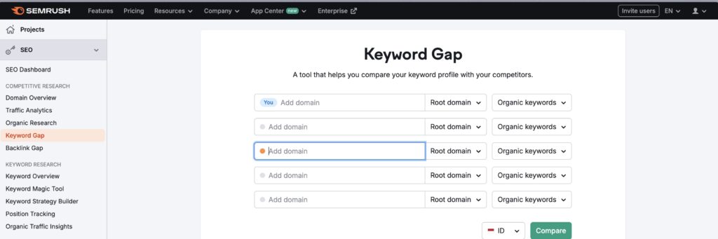 langkah-langkah melakukan keyword gap analysis