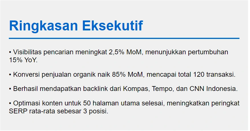 executive summary dalam seo report