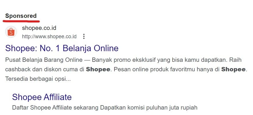 contoh konten yang ada tag sponsored