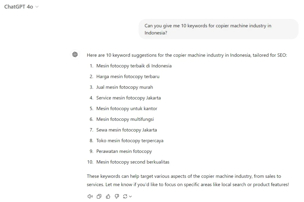 Prompt AI untuk keyword research