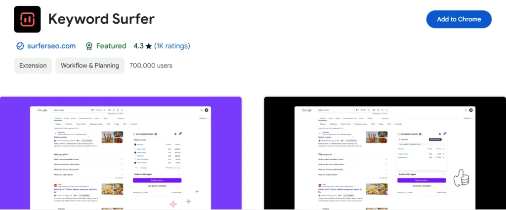 Keyword Surfer chrome extension SEO untuk cari ide keyword