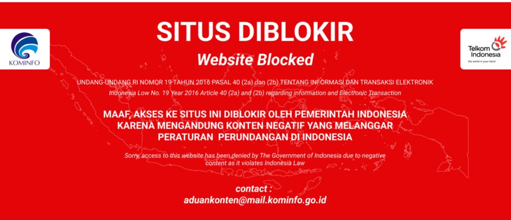 Ada beberapa nama domain yang sudah diblokir di Indonesia.