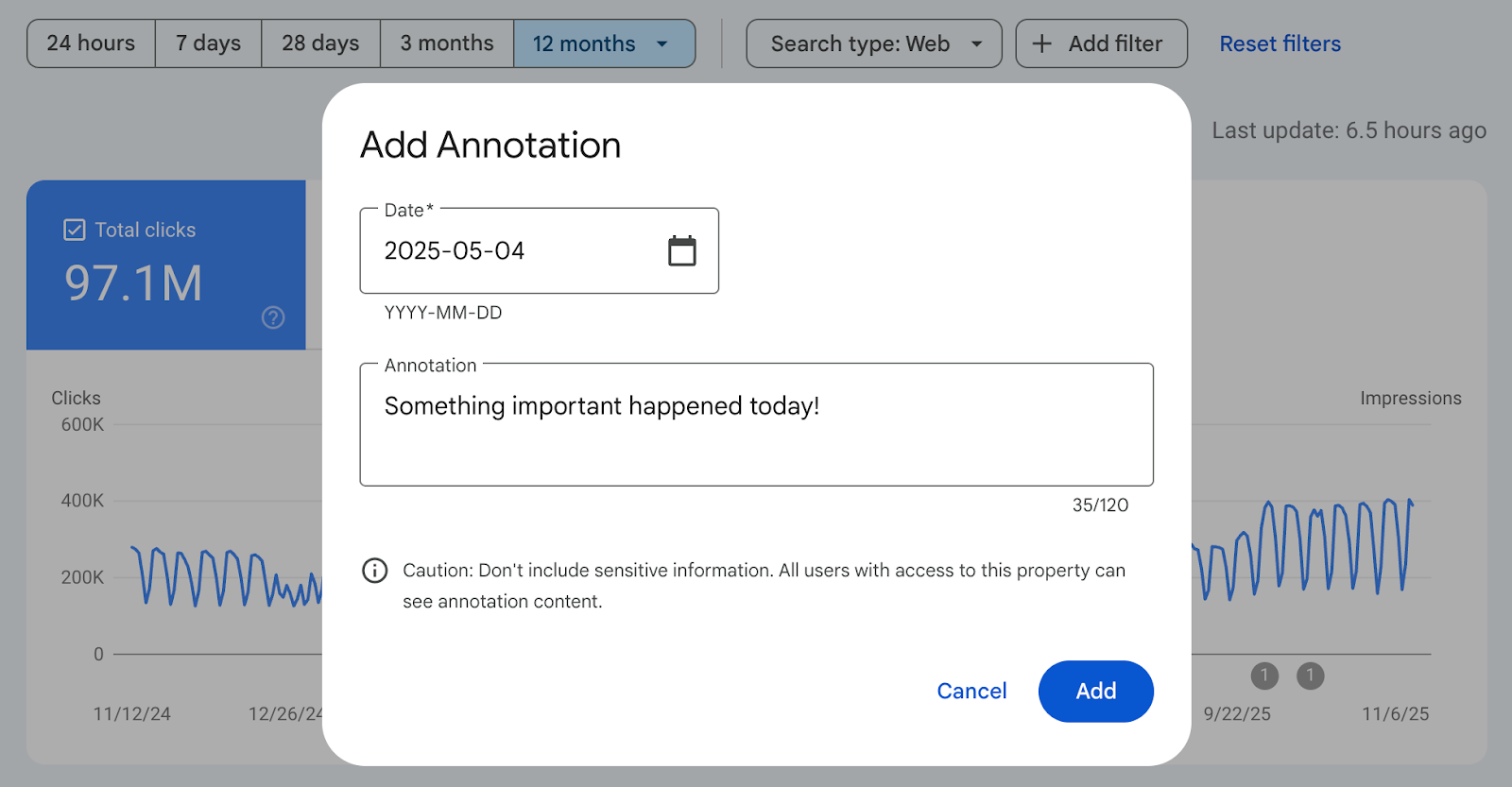 fitur add annotation google search console