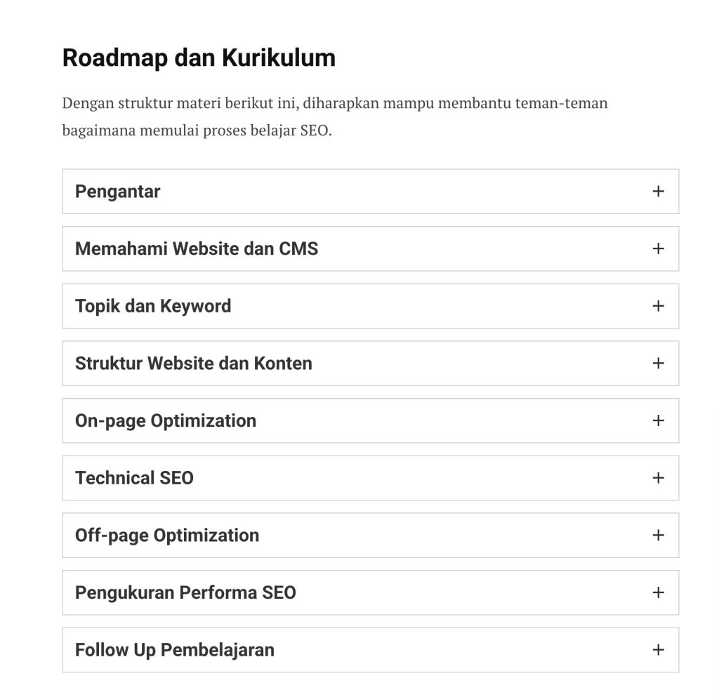 kurikulum seo untuk pemula
