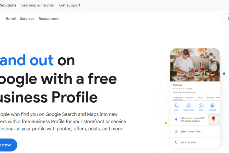 google business profile home page