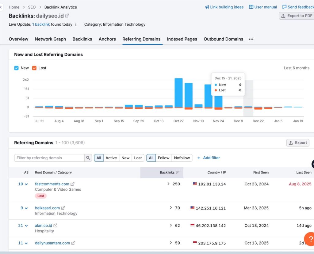 referring domain dan backlink