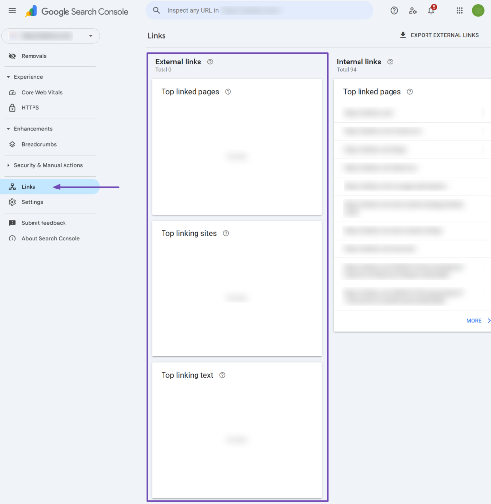 cek links report di Google Search Console