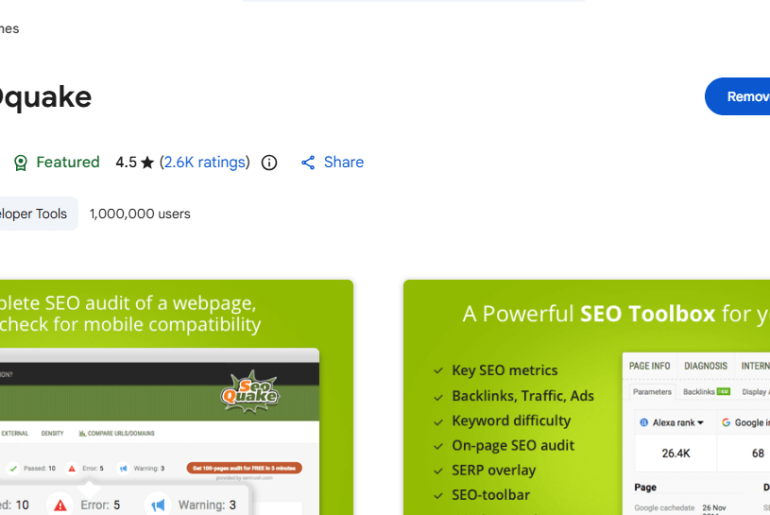 seoquake google chrome extension