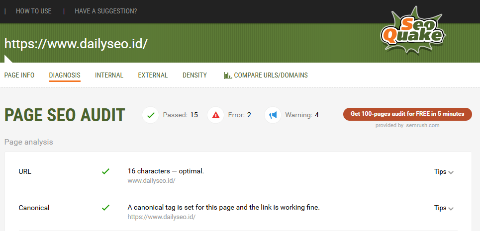 seoquake seo audit