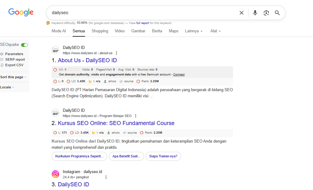 seoquake serp overlay