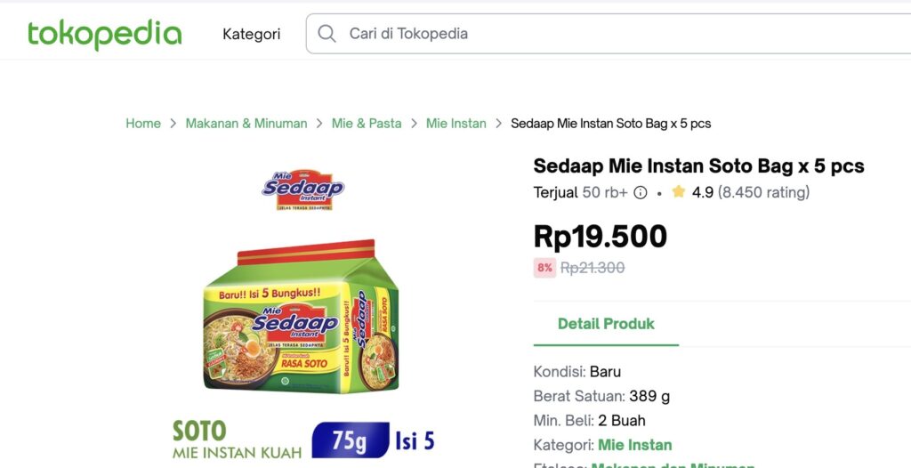 SEO Marketplace menampilkan breadcrumb
