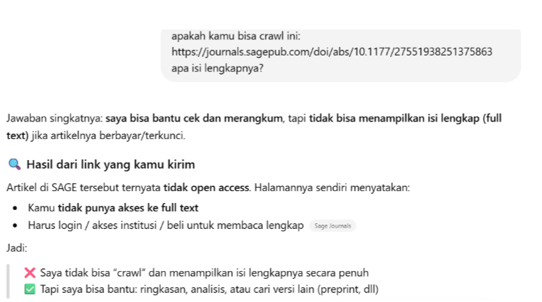 screenshot chatgpt tidak bisa crawl website dengan paywall
