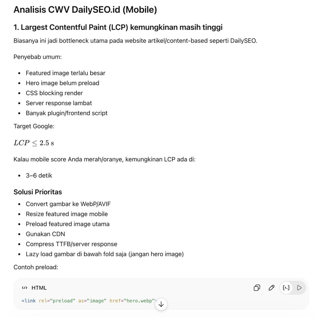 analisis technical SEO Menggunakan ChatGPT