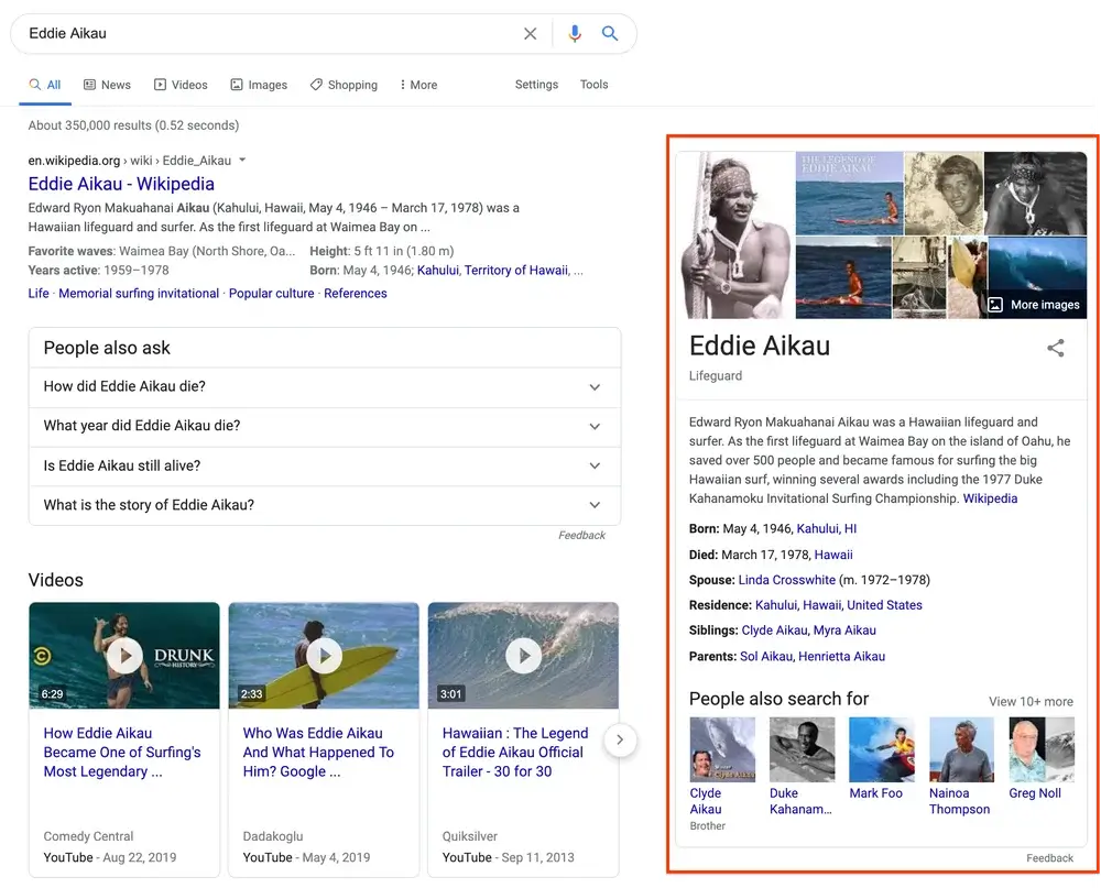 contoh google knowledge graph pada knowledge panel