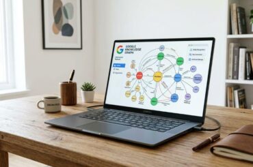 ilustrasi google knowledge graph pada layar laptop