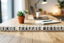 tulisan jenis traffic website pada kubus kayu