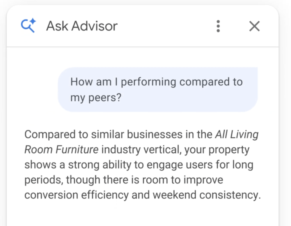 screenshot google analytics ask advisor
