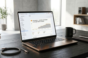 ilustrasi discovered currently not indexed di search console pada laptop