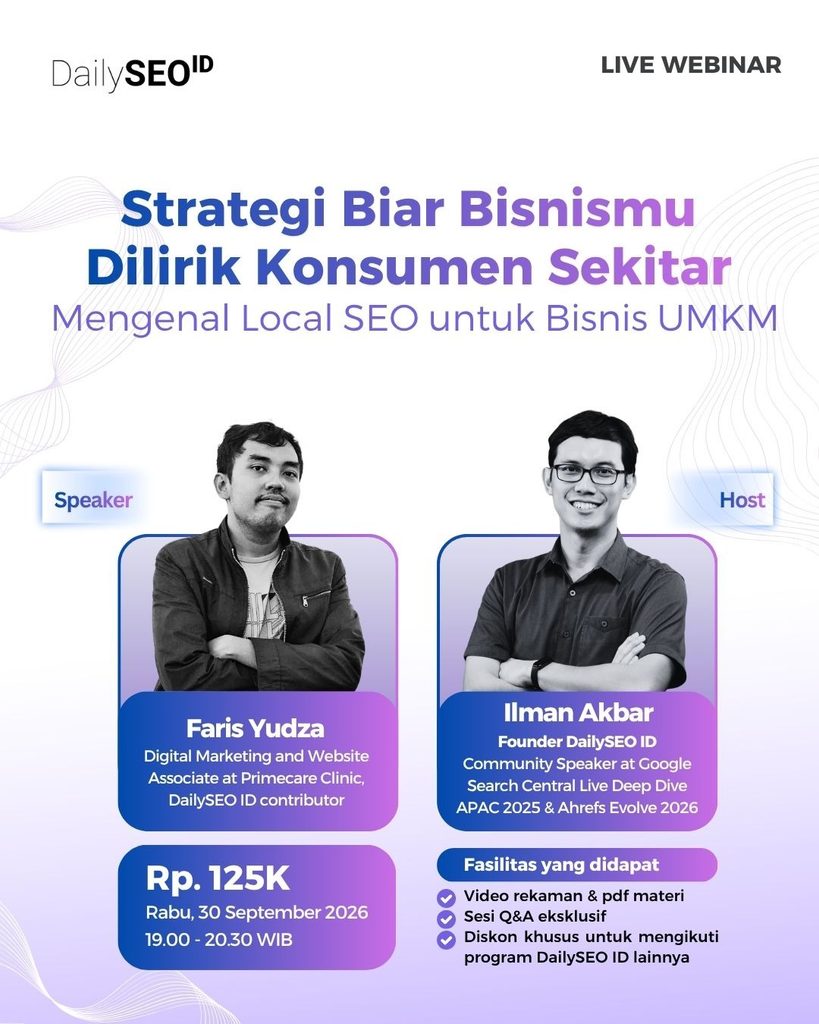 webinar strategi bisnismu dilirik konsumen sekitar: mengenal local seo untuk bisnis umkm