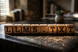 llms.txt on brown cube blocks