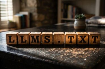 llms.txt on brown cube blocks